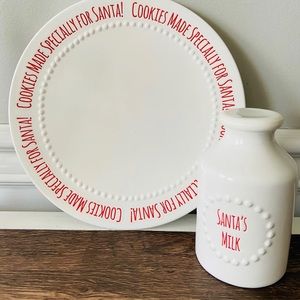 santa cookie plate & milk jug